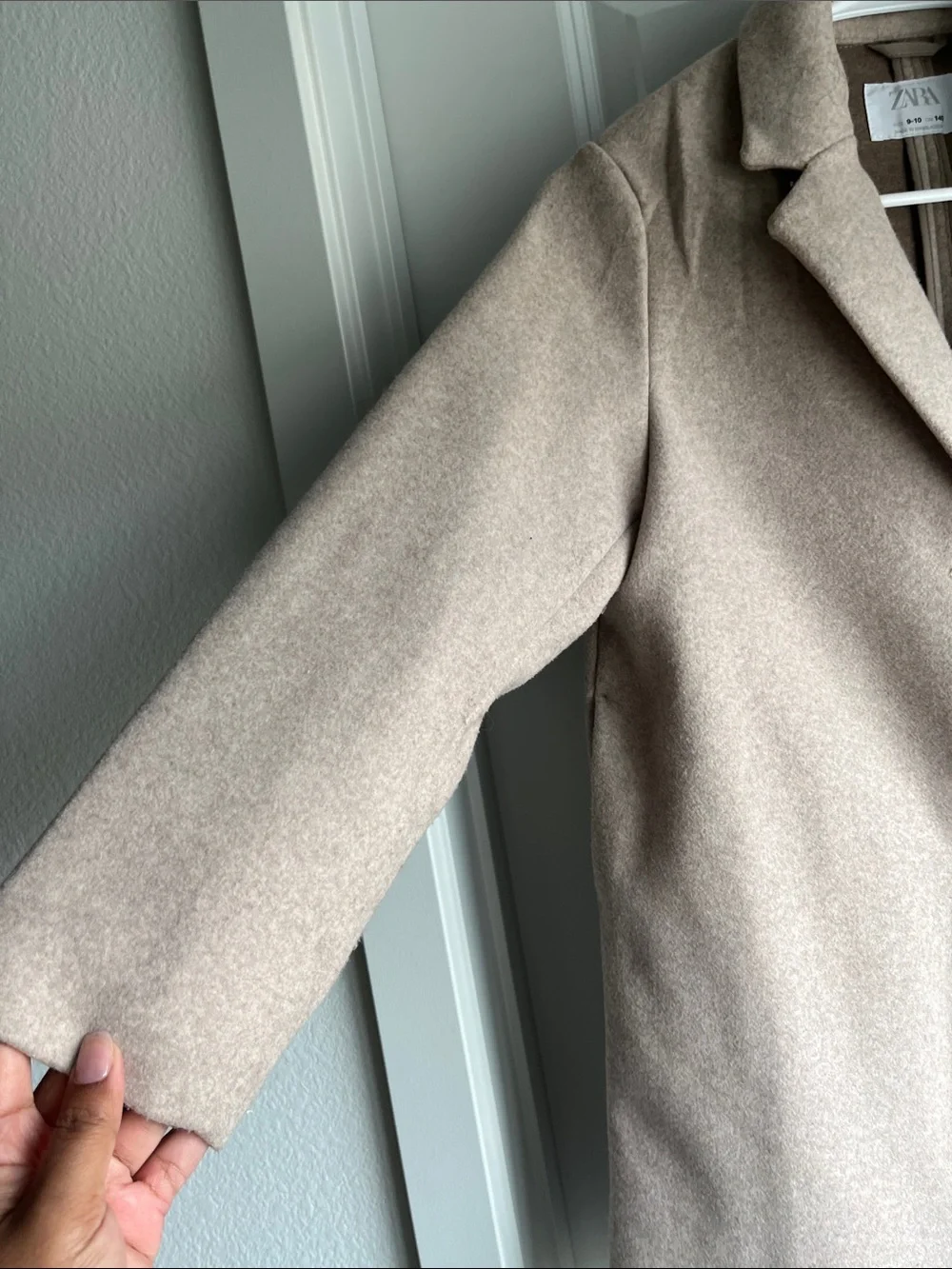 Zara Light Beige Girls' Single-Breasted Pea Coat
